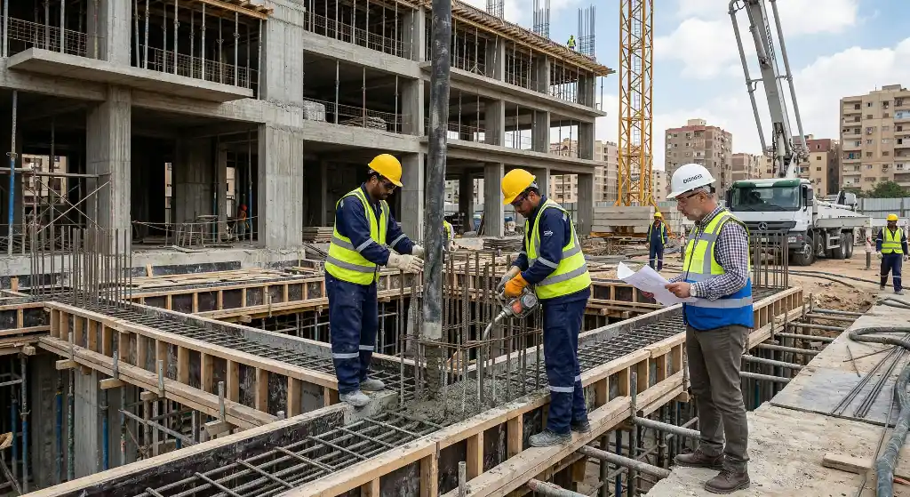 تنفيذ الهيكل الخرساني بأعلى معايير الجودة