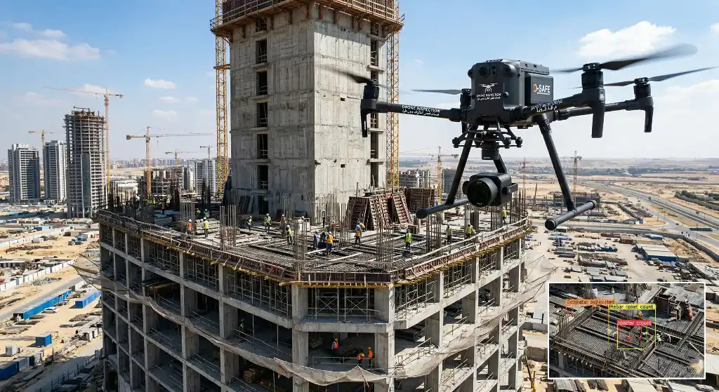 استخدام الطائرات بدون طيار والتقنيات الحديثة لمراقبة السلامة في مواقع البناء
