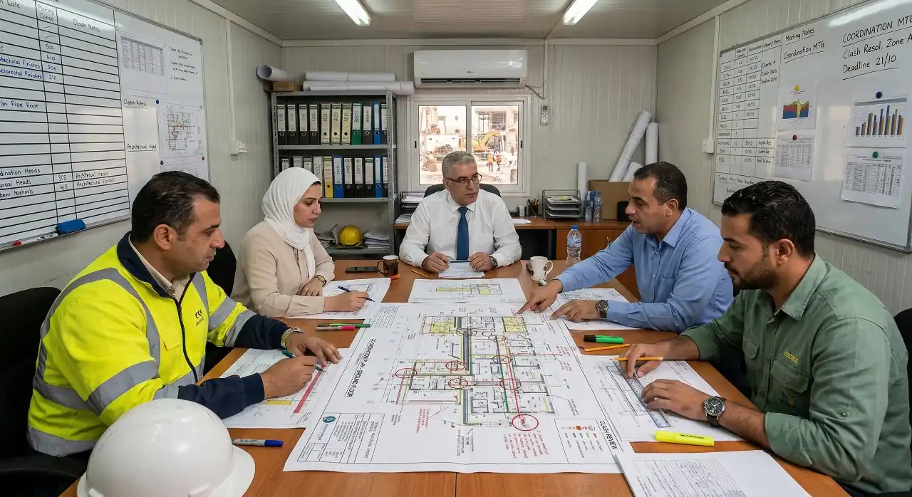 التنسيق الكهروميكانيكي و إدارة مشاريع المقاولات في موقع العمل