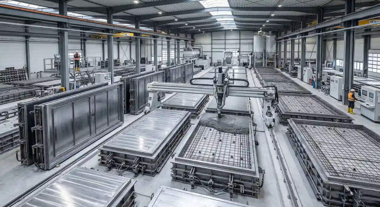 تصنيع الخرسانة مسبقة الصب في مصانع البناء الجاهز