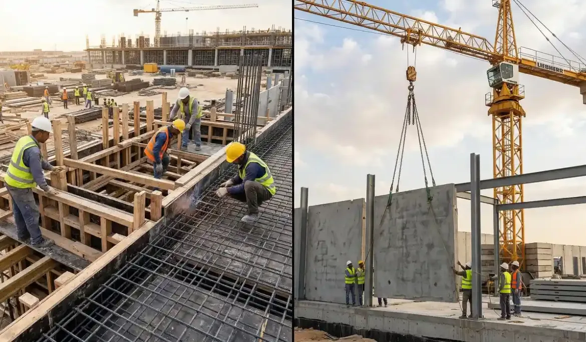 مقارنة بين البناء الجاهز الخرسانة مسبقة الصب والبناء التقليدي 1