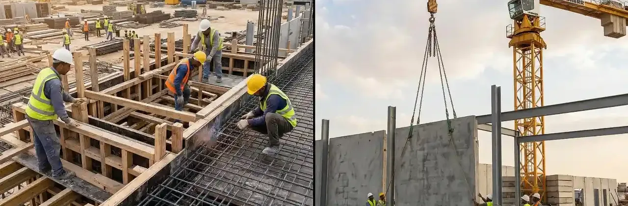 مقارنة بين البناء الجاهز الخرسانة مسبقة الصب والبناء التقليدي 1