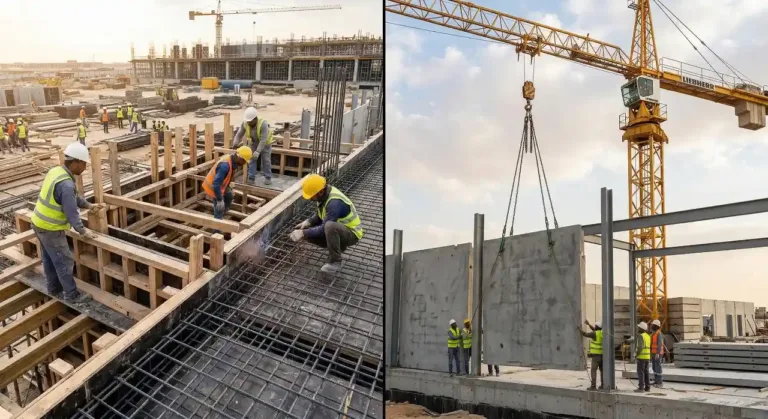 مقارنة بين البناء الجاهز الخرسانة مسبقة الصب والبناء التقليدي 1