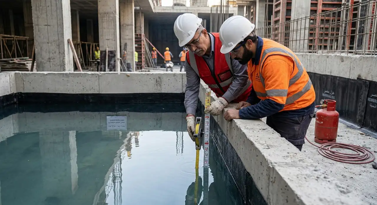 خطوات عزل الخزانات الأرضية بمادة الإيبوكسي الأزرق المعتمد صحياً