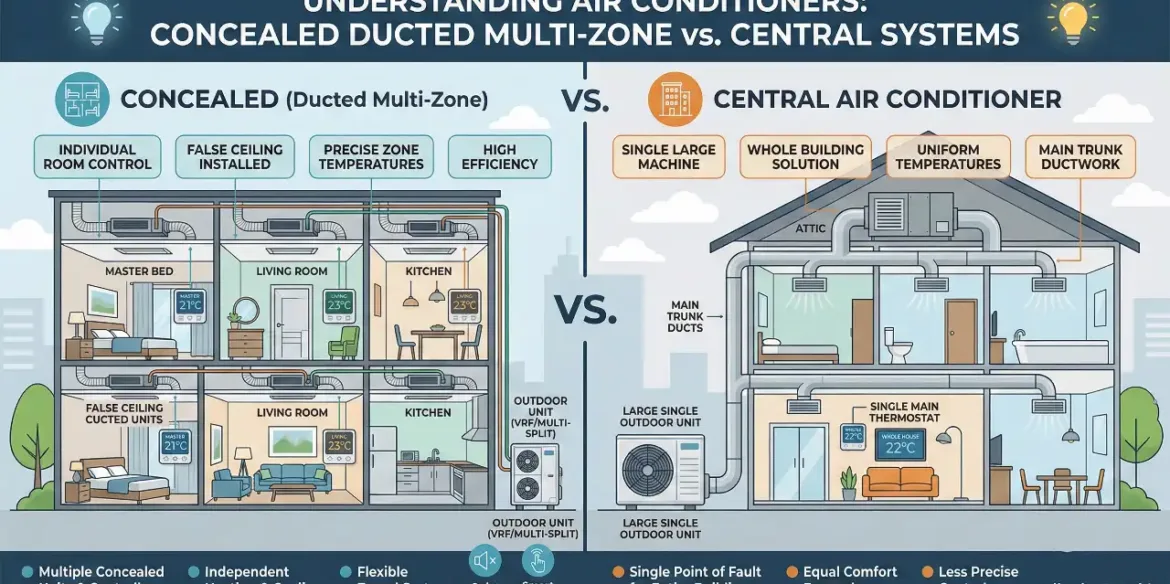 مقارنة بين التكييف المركزي و مكيفات الكونسيلد المخفية؟ 2026