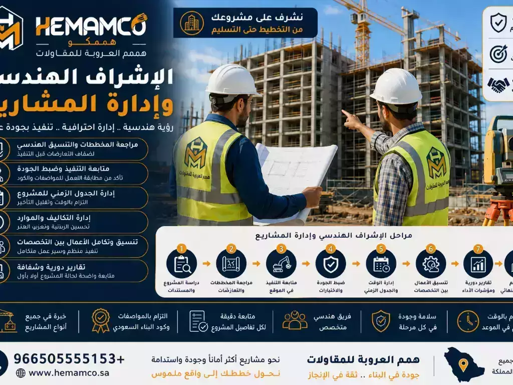الإشراف الهندسي وإدارة المشاريع في السعودية 1 hemamco projects management
